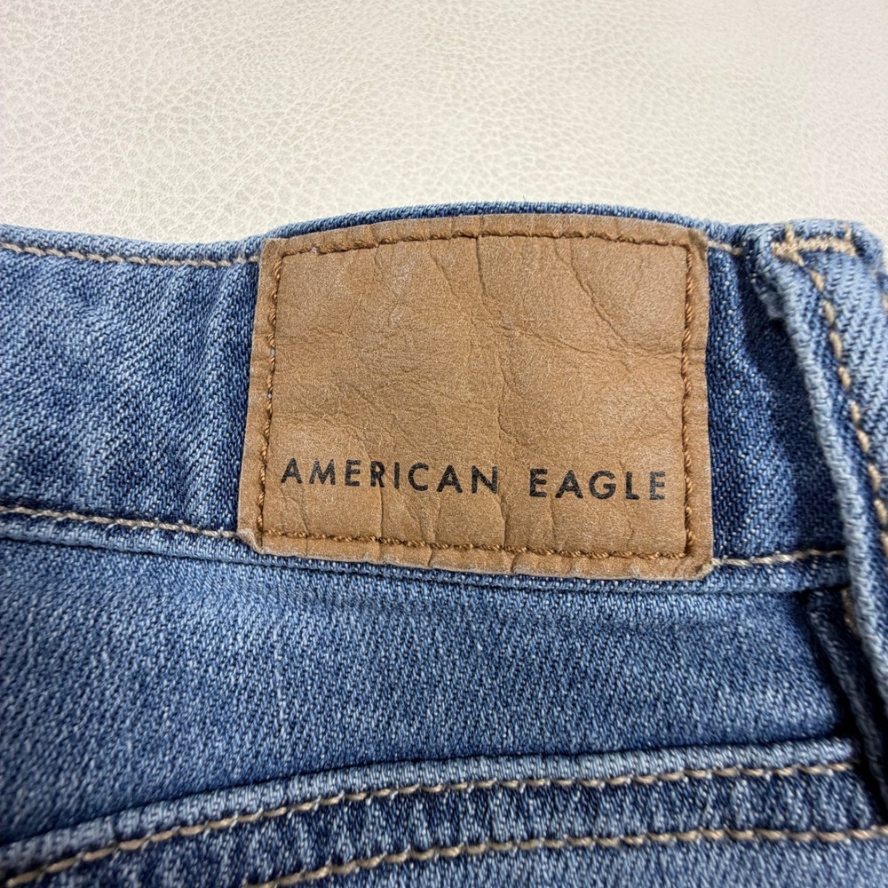 American Eagle Super‎ High-Rise Baggy Wide Leg Jeans Medium Wash Blue 12 Short - Picture 12 of 12